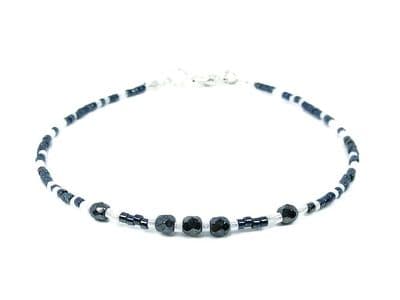 Tiny Blue Black & White Seed Bead Layering Boho Fashion Bracelet