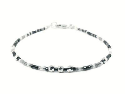 Tiny Blue & White Seed Bead Stacker Boho Fashion Bracelet