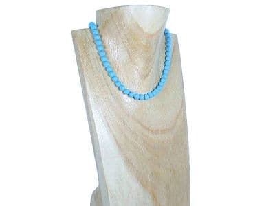Turquoise Blue Premium Pearls & Sterling Silver Necklace
