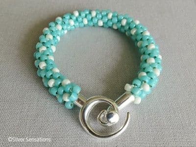 Turquoise Green & Cream Kumihimo Fashion Bracelet