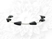 Twisted Black Onyx Oblong Beads Bracelet With Sterling Silver Curved Tubes | Natural Semi Precious Gemstones Bracelet | Silver Sensations