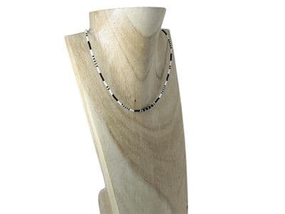 Ultra Slim Black & White Seed Beads Choker Necklace