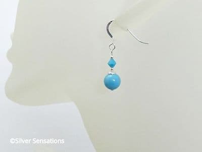 Wedding Earrings With Premium Quality Turquoise Pearls & Crystals