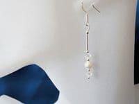Wedding Earrings With White Austrian Made Pearls, Crystals & Sterling Silver | Silver Sensations