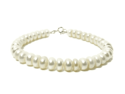 White Cultured Freshwater Rondelle Pearls & Sterling Silver Bracelet