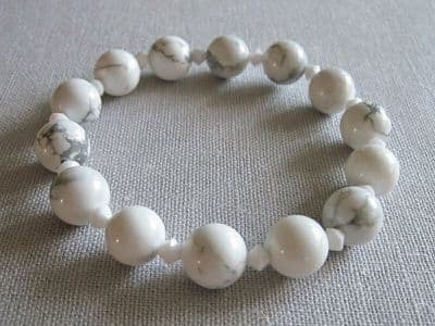 White & Pastel Grey Howlite & Crystals Bracelet