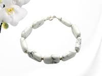 White & Pastel Grey Howlite Unique Bracelet With Sterling Silver | Natural Semi Precious Gemstones | Silver Sensations