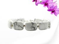 White & Pastel Grey Howlite Unique Bracelet With Sterling Silver | Natural Semi Precious Gemstones | Silver Sensations