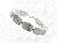 White & Pastel Grey Howlite Unique Bracelet With Sterling Silver | Natural Semi Precious Gemstones | Silver Sensations