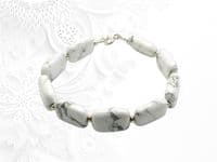White & Pastel Grey Howlite Unique Bracelet With Sterling Silver | Natural Semi Precious Gemstones | Silver Sensations