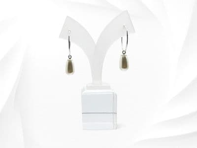 White Pearl Teardrops Hoop Earrings - June Birthstone