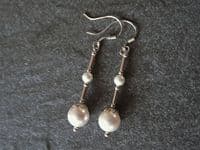 White Swarovski Pearl Duo Sterling Silver Tubes Wedding Earrings | Silver Sensations
