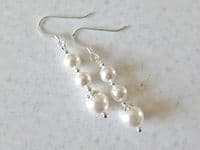 White Wedding Earrings With Austrian Pearls & Sterling Silver | Silver Sensations