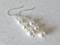White Wedding Earrings With Austrian Pearls & Sterling Silver | Silver Sensations