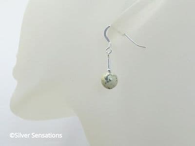 Yellow Turquoise Bead Earrings With Sterling Silver