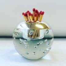Isle of Wight Crystal Random Bubble Match Holder with Sterling Silver Mount