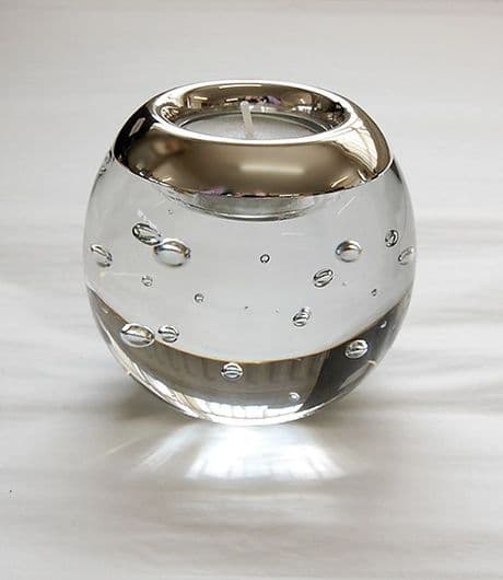Isle of Wight Crystal Tealight Holder with Silver mount