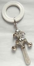 Silver 'Punch/Joker' Victorian Style Rattle