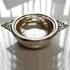 Silver Tea Strainer with double Handle and Bowl with Gold plated inside