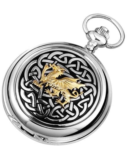 'Celtic Dragon' Quartz Pocket Watch with Chain