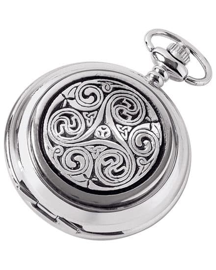 'Celtic Swirl' Quartz Pocket Watch with Chain