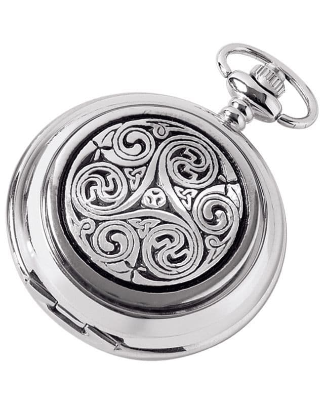 Celtic Swirl Pocket watch | Chrome Pocket Watches | London Silver Company | Quartz Pocket Watch