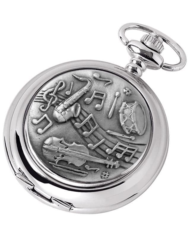 Music Design Pocket Watch | Chrome Pocket Watches | London Silver ...