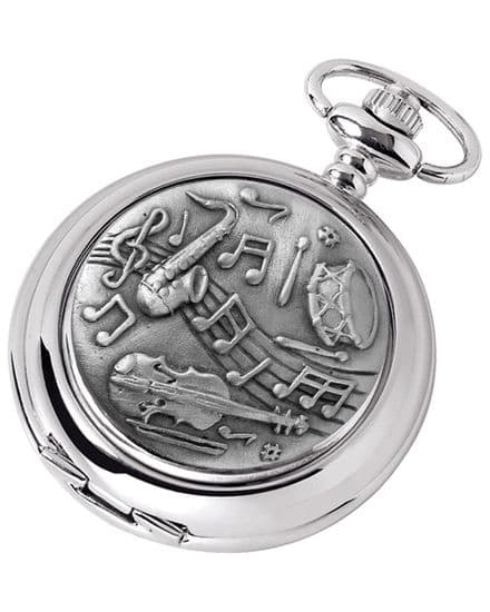 'Musical' Design Quartz Pocket Watch with Chain