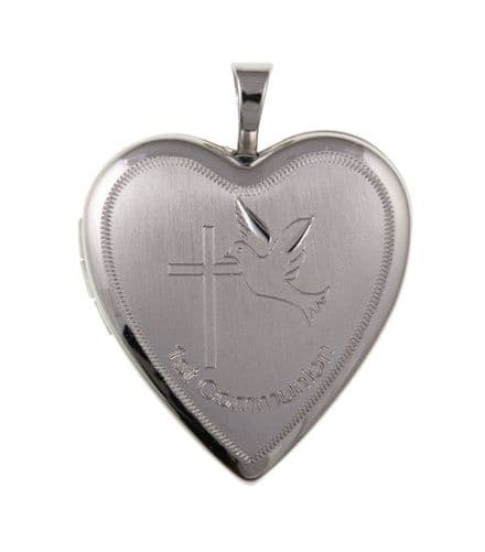 1st Holy Communion Heart Shaped Silver Locket
