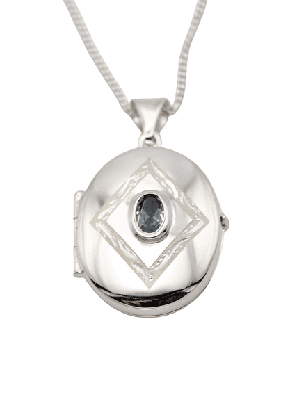 Blue Topaz Set Sterling Silver Locket
