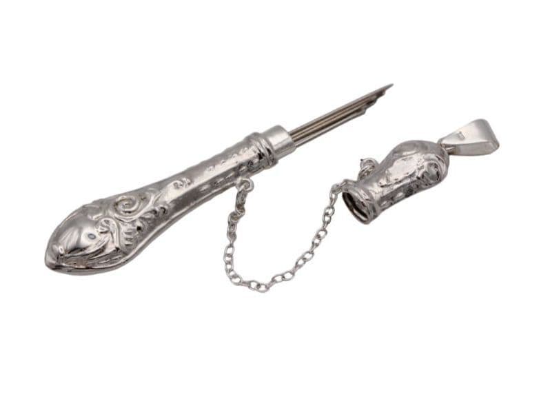 Fancy Chatelaine Sterling Silver Needle case.