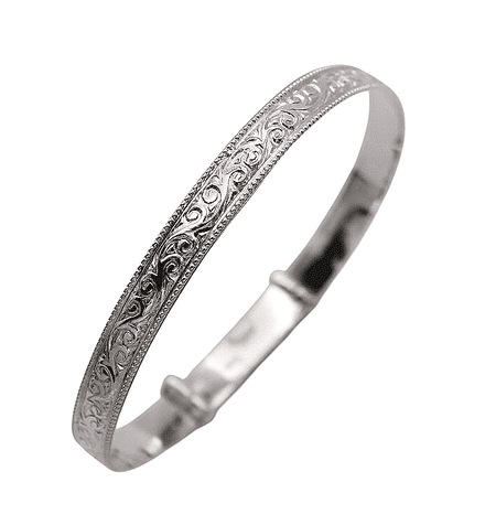 Ladies Fancy Scroll Silver Expanding Bangle