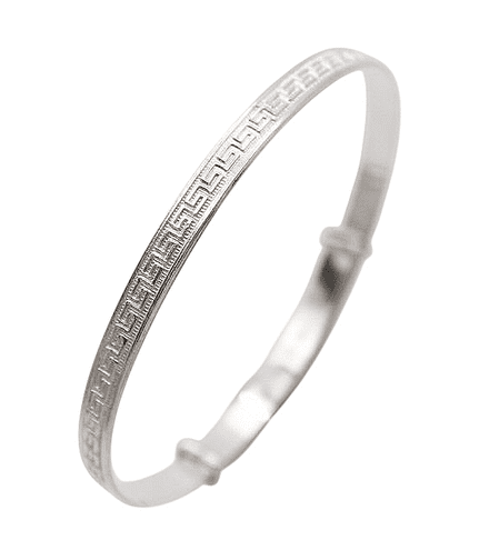 Ladies Greek Key Expanding Silver Bangle
