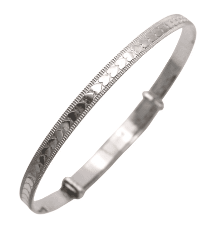 Ladies Sterling Silver Heart Expanding Bangle
