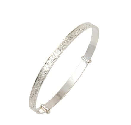 Ladies Sterling Silver Narrow Scroll Bangle