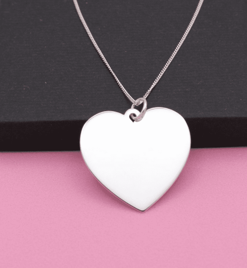 Large Plain Sterling Silver Heart Necklace.