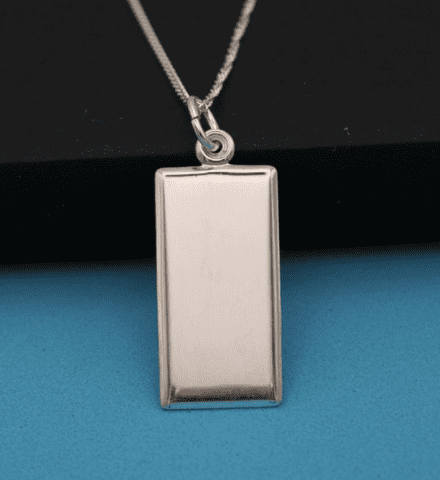 Large Plain Sterling Silver Ingot Necklace