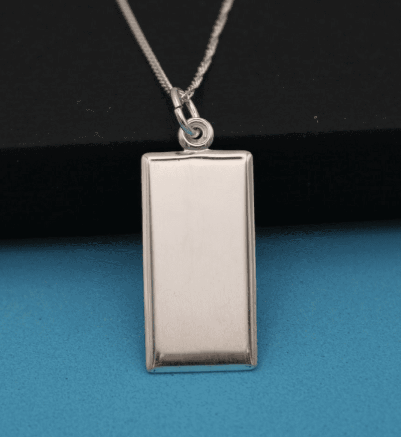Large Plain Sterling Silver Ingot Necklace