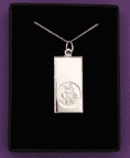 Large St Christopher Sterling Silver Ingot Necklace.