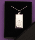 Large St Christopher Sterling Silver Ingot Necklace.