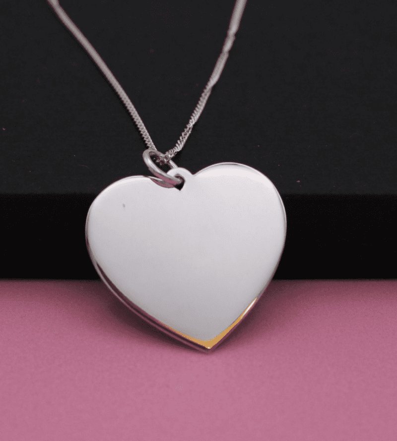 Medium Plain Sterling Silver Heart Necklace.