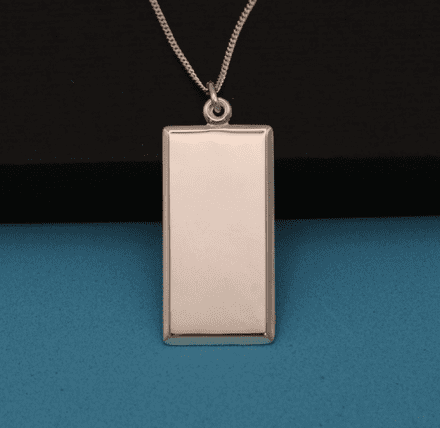 Medium Plain Sterling Silver Ingot Necklace