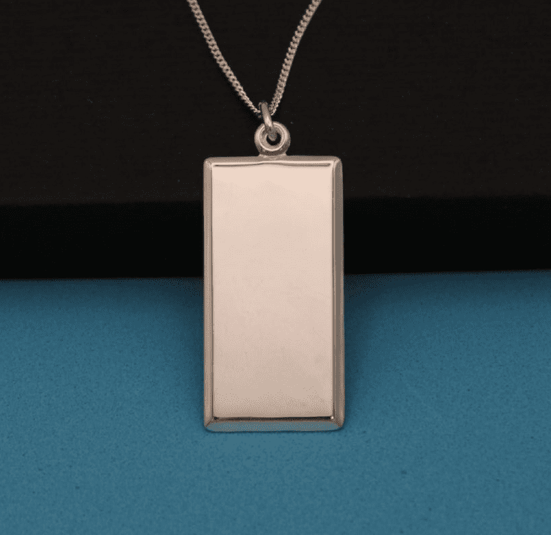Medium Sterling Silver Ingot Necklace.