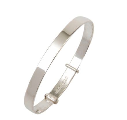 Plain Polished Hallmarked Sterling Silver Expanding Bangle - Childrens Sizes