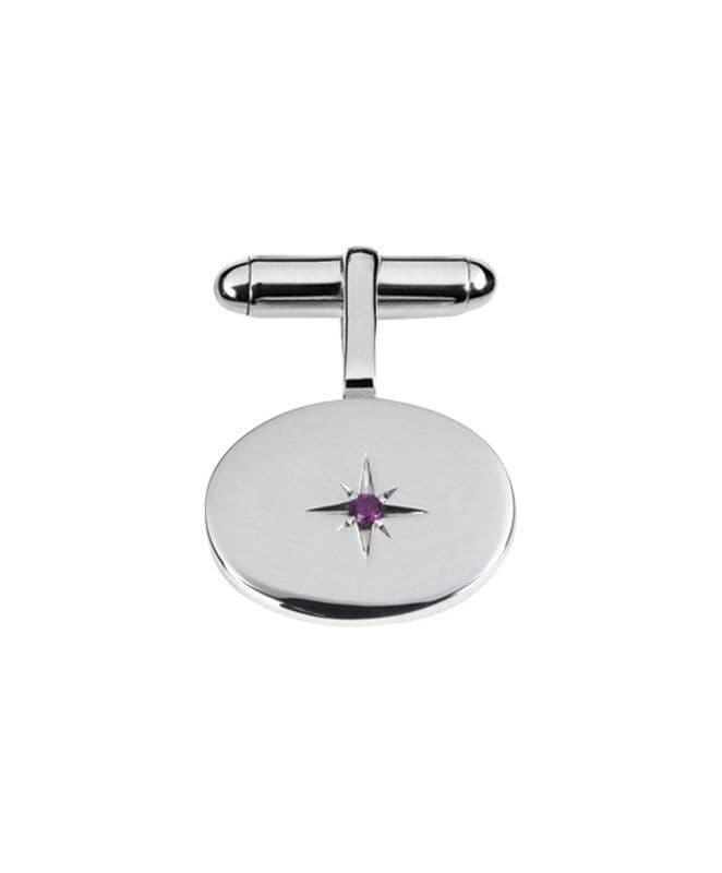 Sterling Silver Ruby Set Oval Cufflinks | London Silver Company | Silver cufflinks