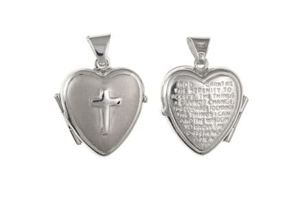 Serenity Prayer Heart Shaped Silver Locket