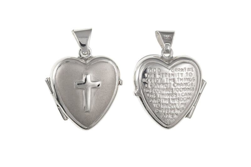 Serenity Prayer Heart Shaped Silver Locket |