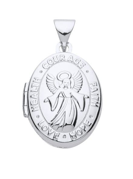 Silver Angel Oval Locket