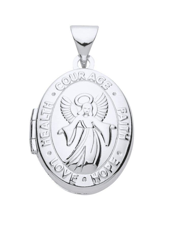 Silver Angel Oval Locket |
