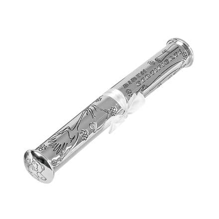Silver Plated Birth Record Certificate Tube